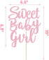 Sweet Baby Girl Cake Topper, Rose Gold Glitter for Newborn Gender Reveal, Baby One Month, 1st Birthday Party Supplies