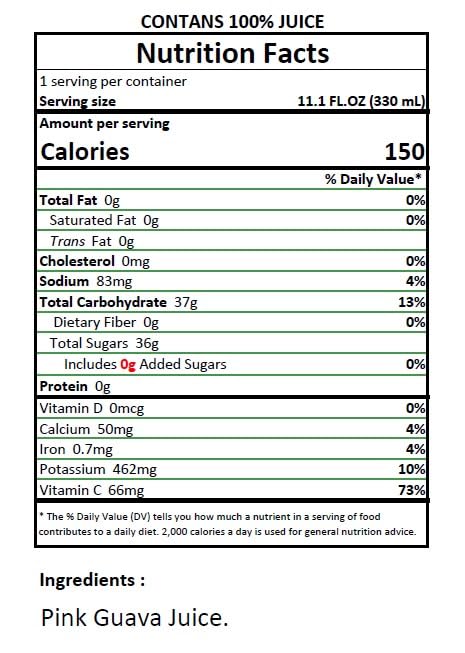 100% Pack 24 Namai All Natural Pure Guava Juice, No Added Sugar, No Preservatives