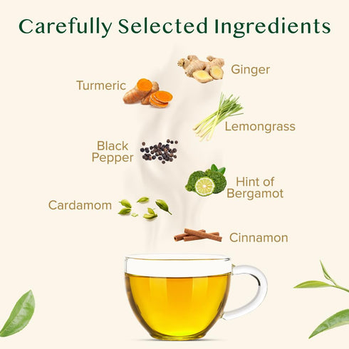 VAHDAM Turmeric Spice Herbal Tea Bags (30 Count), Caffeine-Free, Non-GMO, Gluten-Free, 100% Pure Herbal Tisane - Savory