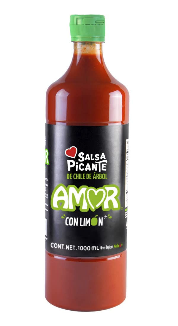 Amor Hot Sauce with Lemon, Medium, Red, 33 oz