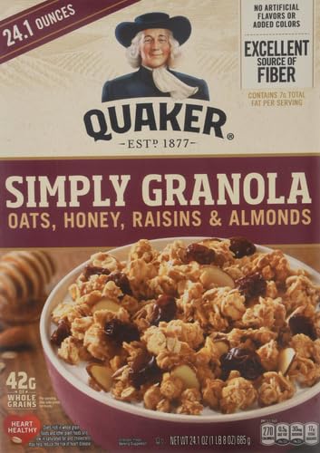 100% 24.1 Oz Quaker Granola Oats, Honey, Almonds & Raisins, Natural