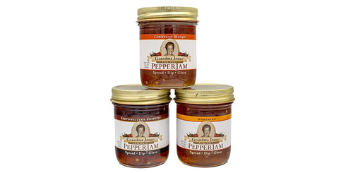 Grandma Jones' Originals PEPPER JAM "Spice Up My Chicken" Pepper Jelly Three Pack