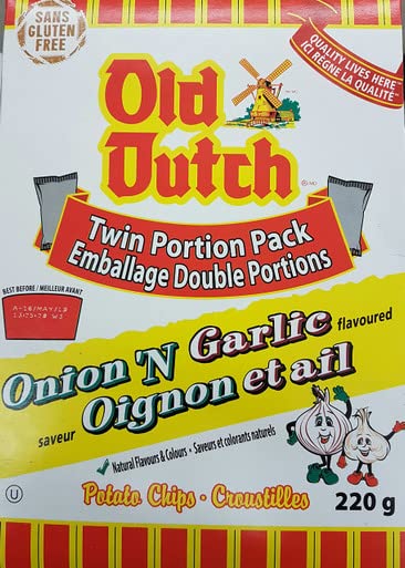 Old Dutch Potato Chips, Onion and Garlic, 220 Grams/7.8 Ounces
