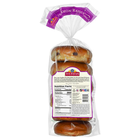 2 Packs (12 Toufayan Cinnamon Raisin PreSliced Bagels Vegan, Kosher, Bagels Total), Soft Texture, Great for Breakfast