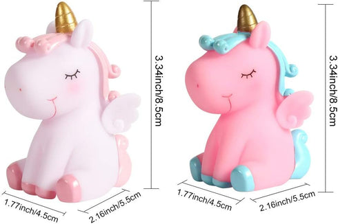 Unicorn Birthday Cake Topper, 2 Pack Unicorn Figurines for Cupcake Dessert DIY Decoration Accessories, Baby Shower Toy