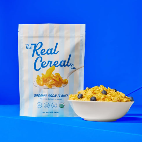 3-Pack, The Real Cereal Company, Organic Corn Flakes Cereal Zero Sugar, Gluten Free, Non-GMO, Made in USA