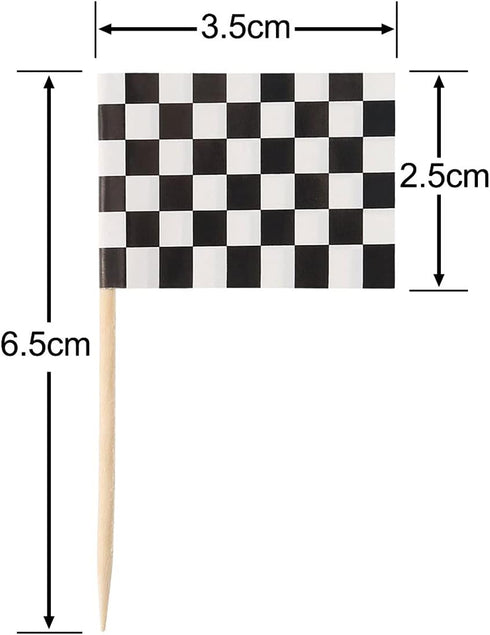 Pangda 100 Pack Checkered Racing Flag Toothpicks - Cupcake Picks, Toothpick Flag Dinner Race Car Cake Toppers, Party