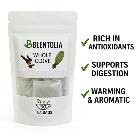 BLENTOLIA 30 100% Immune Whole Clove Herbal Tea Bags Warming & Aromatic Spice Tea Natural Caffeine-Free & Digestive