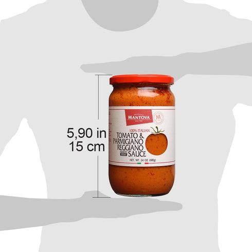 Mantova Tomato & Parmigiano Reggiano PDO Sauce, 24 oz (Pack of 2), Product of Italy, Fresh Sun-Ripened Tomatoes