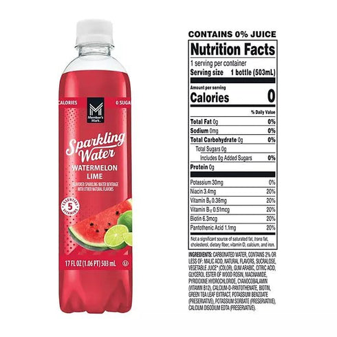 Generic Pack 3 17 oz., 10 Sparkling Water Variety | delicious flavors: Watermelon Lime, Black Raspberry, and Strawberry