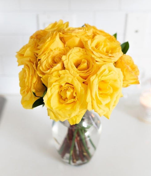 Dozen From You Flowers - One Yellow Roses with Glass Vase | Fresh Flower Bouquets for Birthday, Anniversary, Get Well