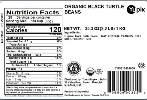 2.2 lb (35.3 oz), Yupik Organic Black Turtle Beans, Non-GMO, Vegan & Gluten-Free, USDA Certified, Kosher, Dried Beans