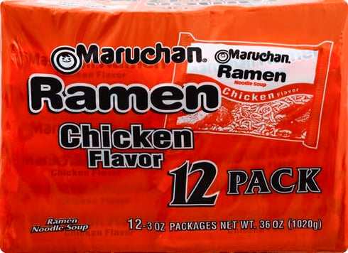 Soup,(Pack 12),3 oz Maruchan Ramen Chicken Flavor Noodle of each