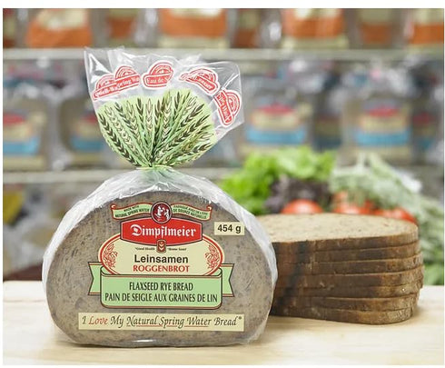 Generic 454g (1 lb) Dimpflmeier Leinsamen Flaxseed Rye Bread - Authentic German-Style Sourdough Loaf with Whole Flax