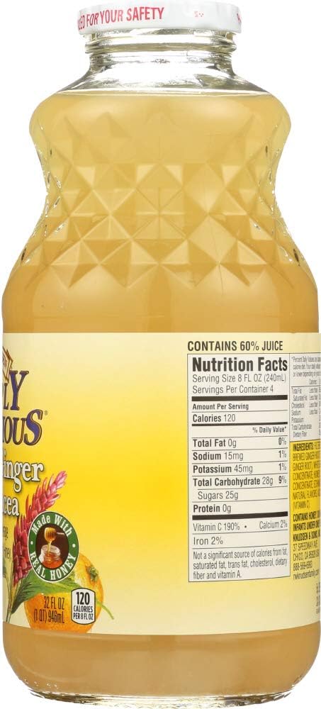 32 fl.oz(Pack 6) Knudsen Juice, Simply Nutritious Lemon Ginger Echinacea