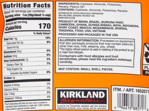 MORALZA 40 oz 2.5lb 1652577 200ml 2 Kirkland Signature Mixed Nuts Unsalted Extra Fancy - Item Bundle with Silicone Cup