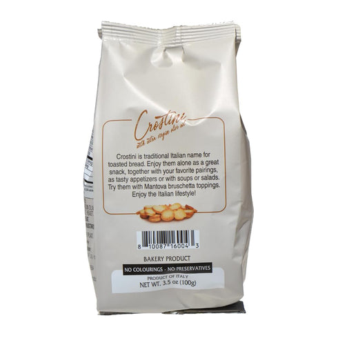 3.5 oz. (Pack 2), Mantova Crostini with Extra Virgin Olive Oil, of Product of Italy, Traditional, Toasted Bread Slices