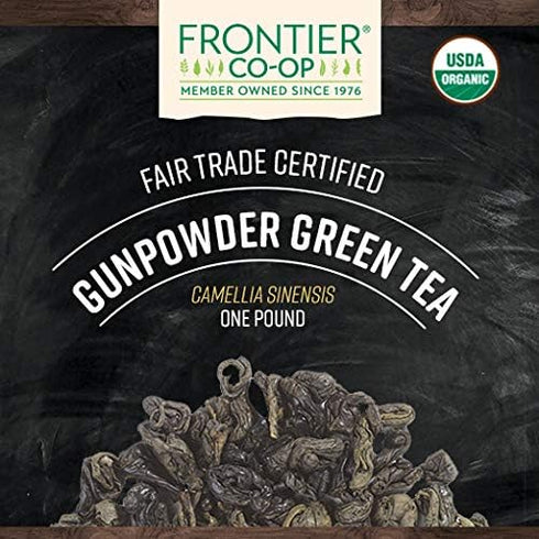 1-Pound Frontier Co-op Organic Gunpowder Green Tea Leaves, Bulk, Smokey Green Tea, Maintains Freshness, Kosher, Fair