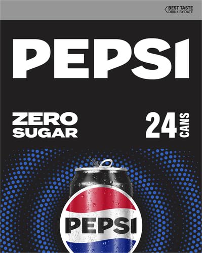12oz (24 Pack) Pepsi Zero Sugar Cola Soda Pop, Cans