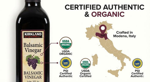 kirkland 1 (33.8 oz) 67 Organic Balsamic Vinegar of Modena - Liter - PGI Certified Italian - Premium Aged - Servings