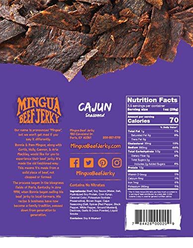 3.5 14.0 Mingua Beef Jerky - Two Cajuns + Two Garlic & Onions, ounces, Ounce