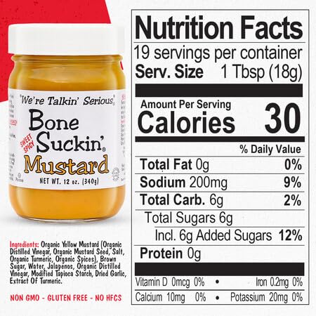 (2 Count, Bone Suckin' Sauce Mustard, Non GMO, Gluten and Fat Free, Great Tasting Condiment Variety)