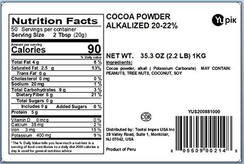 2.2 lb (35.2 oz), Yupik Alkalized Cocoa Powder, Vegan, Gluten-Free, GMO-Free, Kosher, Dairy-Free, No Sugar Added, Dutch