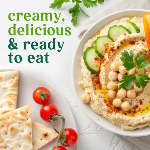 Generic Hummus, 8 oz, Pack 2 Garlic Creamy Chickpea Dip, Savory Ready to Eat Spread