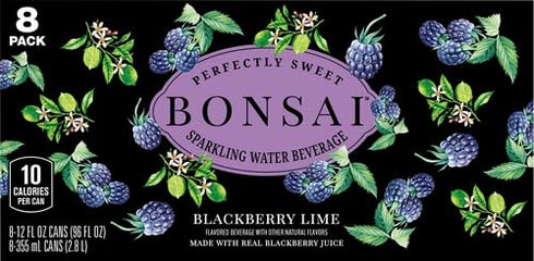 Bonsai 12 oz 8 pack Blackberry Lime Sweetened Sparkling Water, fl cans