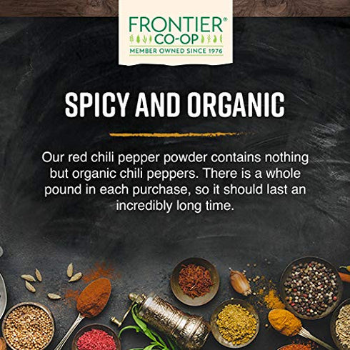 1 lb Frontier Co-op Organic Chili Powder, Bulk Bag - Medium Roasted Red Chili Powder - Kosher, Non-Irradiated - Ground