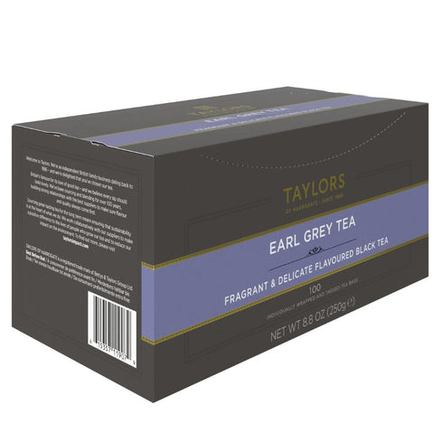 100 Count (Pack 1), 100 Taylors of Harrogate Earl Grey, Black Tea, Individually Wrapped Bags, of Fragrant, Delicate