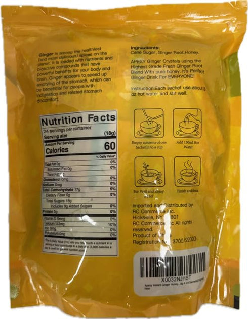 APEXY 18g 24 Instant Ginger Honey Crystal X Sachets (Original)