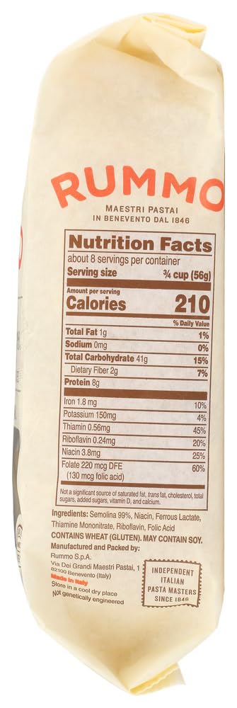 Rummo N.50 16 (Pack 12) Rigatoni Pasta - Rigatoni Noodles, Italian Tube, Bronze Cut, Durum Wheat - Ounce