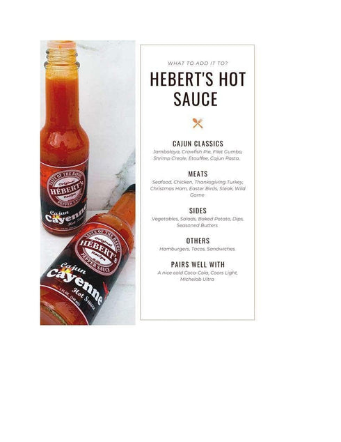 Hebert's Packaged HBERT's Cajun Cayenne Hot Sauce Unleash the flavor everyones raving about! Enjoy the perfect balance