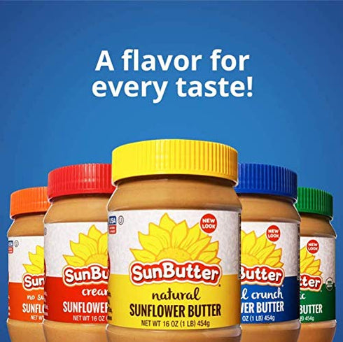 16 oz (6 Pack 6) 7g SunButter No Sugar Added Sunflower Seed Butter, of - Nut Free Spread with Plant-Based Protein