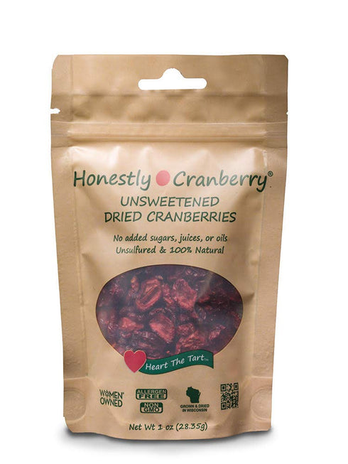 (12-1 oz) Honestly Cranberry - Unsweetened Dried Cranberries - No Added Sugars, Juices, or Oils - Non-GMO - Wisconsin