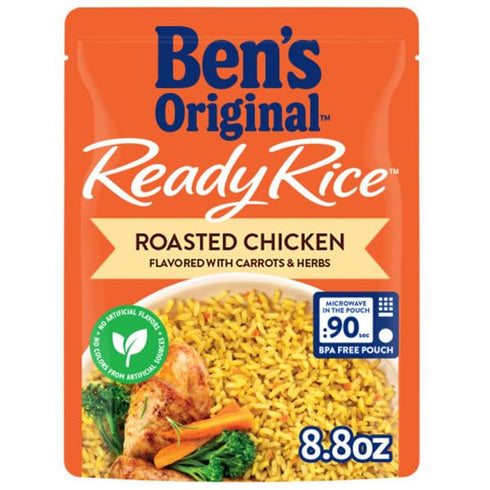 8.8 oz (Pack 12) BEN'S ORIGINAL Ready Rice Roasted Chicken Flavored Rice, Easy Dinner Side, Pouch