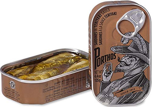 Porthos 3 125 Sardines in Teriyaki Sauce tins x g, /Portugal