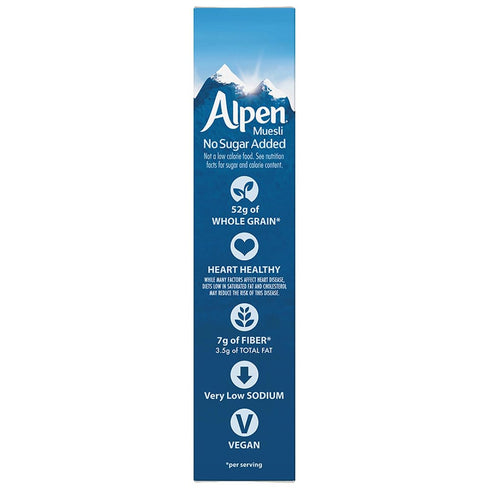 Alpen 14 OZ (Pack 1) Muesli No Sugar Added Cereal, Heart Healthy Cereal with Wheat Flakes, Rolled Oats, Nuts