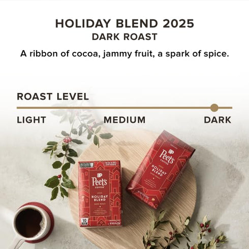 100% 60 Count (6 10 Peet's Coffee, Dark Roast Keurig K-Cup Pods, Arabica Coffee - Holiday Blend Boxes of K-Cup Pods)