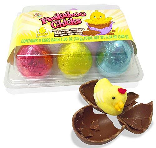 Needzo Belgian Milk Chocolate Peekaboo Chicks Foil Wrapped Easter Eggs with Marshmallow