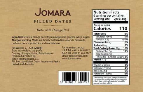 Jomara Dates with Zesty Orange Peel Filling