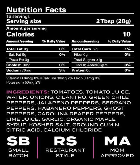 16 oz Sixth Day Snacks Carolina Reaper XXX Hot Salsa | Extreme Heat with Full Flavor | Small Batch, Clean Ingredients |