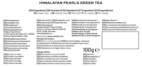VAHDAM Himalayan Pearls Green Tea Loose Leaf, 3.53 Oz (50 Cups)