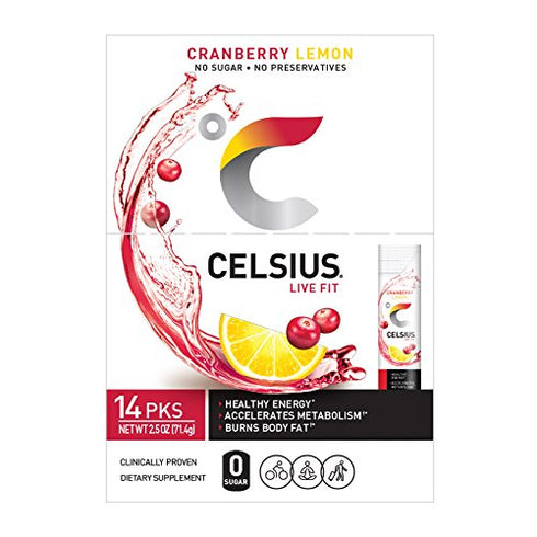 Pack 28 CELSIUS On-The-Go Powder Stick, Combo of Dragonfruit Lime and Cranberry Lemon, Piece Assortment
