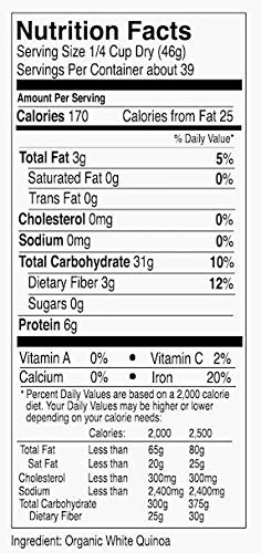 4 lb, Anthony's Organic White Whole Grain Quinoa, Gluten Free & Non GMO
