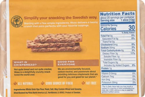 9.2 Oz (Pack 1) Wasa Wholegrain Crispbread