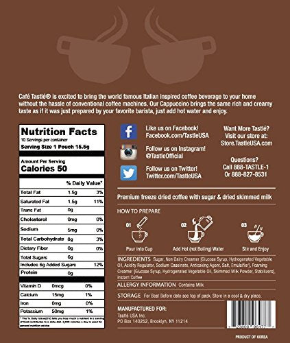 Cafe Tastlé Single Serve Cappuccino Coffee, 10 Count