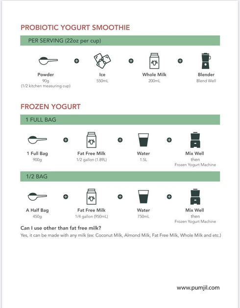 Frozen 55 146 Pumjil Ice Cream Mix, Probiotic Soft Serve Ice Cream Mix, Ideal for Yogurt and Smoothies, Servings Per