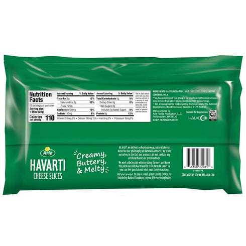 Generic 2 lbs Havarti Cheese Slices, No Preservatives or Hormones Used; No GMO Ingredients; No Artificial Flavors.